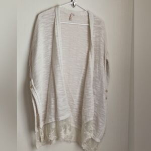 Red Camel Cardigan Women Medium Cream Lace Cozy Layering Academia Sweater Office